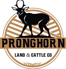pronghorn farm logo, pronghorn farm logo design illustration, pronghorn farm logo design