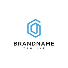 Brand name logo hexagon blue vector