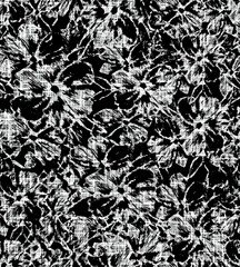 Floral brush strokes seamless pattern design for fashion textiles, graphics, backgrounds and crafts linen texture