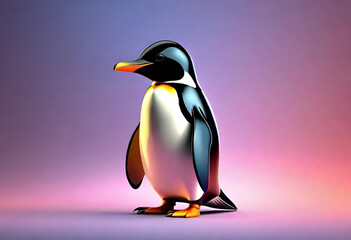 Naklejka premium cute penguin on minimal background
