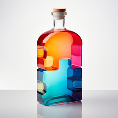 a bottle of liquid with different colors