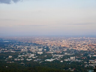 landscape of chiang mai city form DOI SUTHEP mountain at morning, The Chiang Mai's highest view point Saw the city as wide as the eye, good atmosphere, beautiful view in front