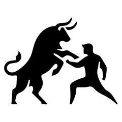minimal bull fight vector Logo silhouette, black color silhouette