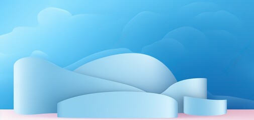 Minimalist Blue Empty Podium 