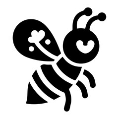 minimal carton honey bee, vector silhouette, black color silhouette, white background