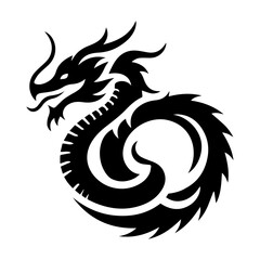 minimal Chinese Dragon Logo vector silhouette, black color silhouette, white background