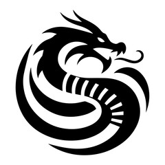 minimal Chinese Dragon Logo vector silhouette, black color silhouette, white background