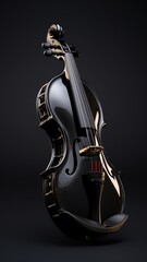 Naklejka premium Best alien violin made carbon dark picture AI generated art