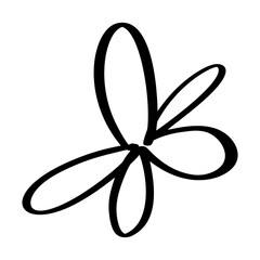 Hand drawn flower icon. simple black outline vector illustration clip art in doodle style design element for Valentine day greeting card, wedding invitation