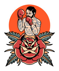 original fighter tattoo illustration design