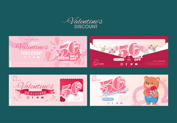 set of banners with flowers