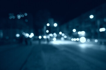 evening city street lights defocused background	

