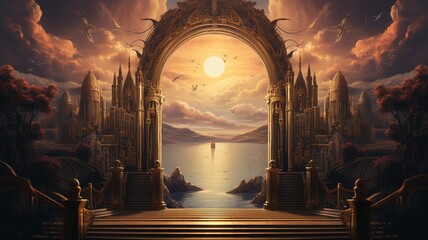 heaven fantasy beautiful game gate ambient environment © Birtan