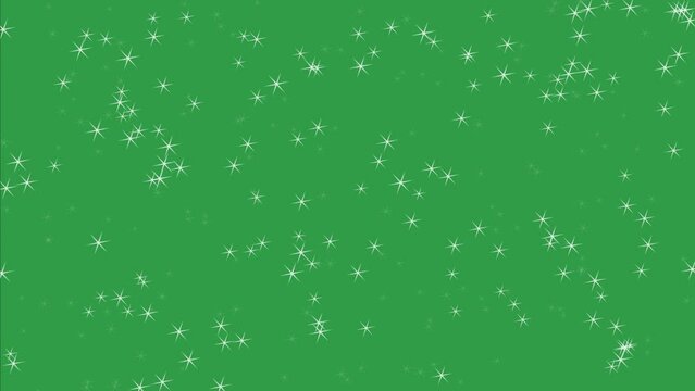 Glowing stars sparkle on green screen background. 4K Chroma key animation