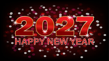 2027 Happy New Year background with bokeh lights. Vector illustration.