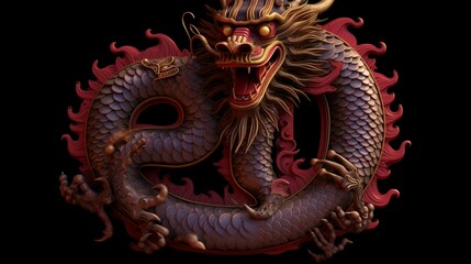 Obraz premium 2024 New Year design template with a dragon Ai Generative