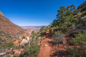 hiking the grandview trail in the grand canyon national park, arizona, usa
