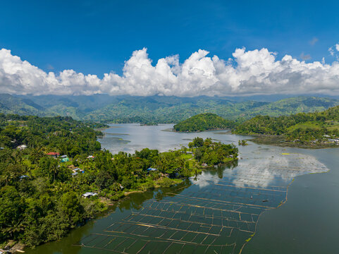 Lake Sebu in South Cotabato, beautiful landscape with mountain rainforest. Mindanao, Philippines. Top view. Travel concept.