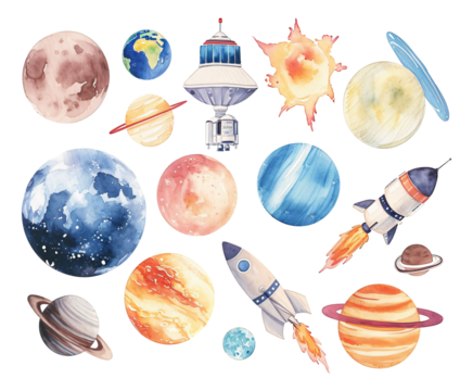 space with watercolor texture decorative stickers