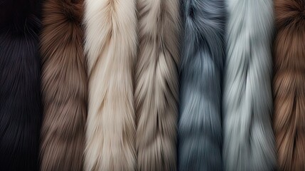 Multicolored fur texture background. Faux fur of different colors - obrazy, fototapety, plakaty