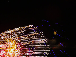 Photo with free space of the Senas fireworks during the feast of Saint Amand. This photograph was taken in Senas in Provence in France 