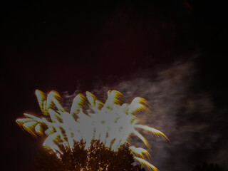 Photo with free space of the Senas fireworks during the feast of Saint Amand. This photograph was taken in Senas in Provence in France 