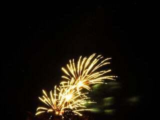 Photo with free space of the Senas fireworks during the feast of Saint Amand. This photograph was taken in Senas in Provence in France 
