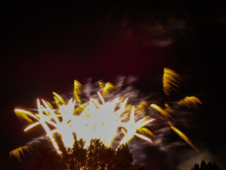Photo with free space of the Senas fireworks during the feast of Saint Amand. This photograph was taken in Senas in Provence in France