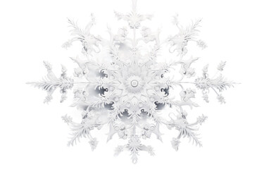Creating Geometrically Patterned Snowflakes in Winter on White or PNG Transparent Background