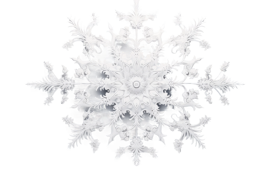 Creating Geometrically Patterned Snowflakes in Winter on White or PNG Transparent Background