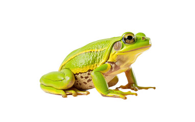 Obraz premium The Green Frog's Camouflage in Lush Green Surroundings on White or PNG Transparent Background