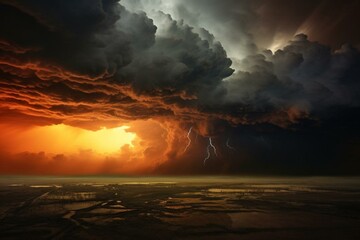 Dark storm clouds. Impending weather. Generative AI - obrazy, fototapety, plakaty