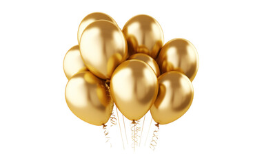 Golden Balloons on Transparent Background