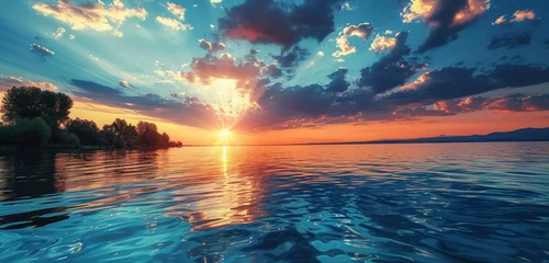 Fototapeten sunset over the sea © Tahir