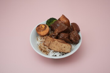 Braised pork rice,Khong bah png, lor bah png, 卤肉饭