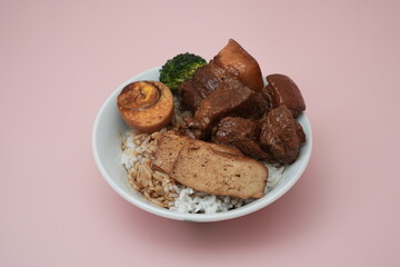 Braised pork rice,Khong bah png, lor bah png, 卤肉饭