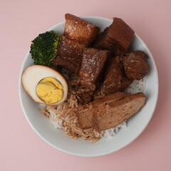 Braised pork rice,Khong bah png, lor bah png, 卤肉饭