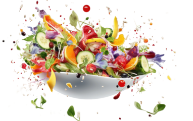 Delicious Salad with Fresh Ingredients on White or PNG Transparent Background