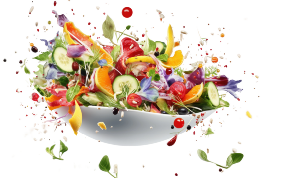 Delicious Salad with Fresh Ingredients on White or PNG Transparent Background