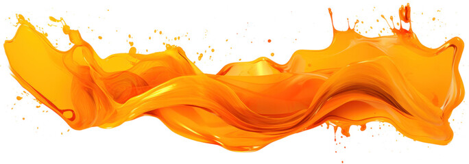 Vivid Orange Liquid Splash on Transparent