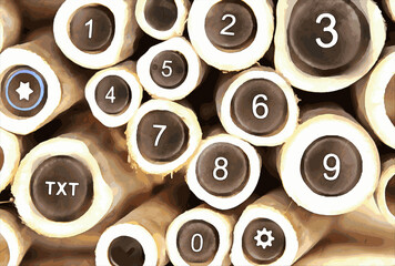 Round buttons embedded in steel tubes