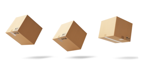 Unic Cardboard Boxes Floating in Air