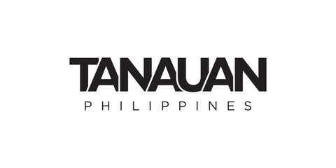 Tanauan in the Philippines emblem. The design features a geometric style, vector illustration with bold typography in a modern font. The graphic slogan lettering.