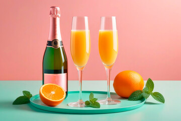 Mimosa cocktail with orange juice.