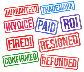 Colorful Business stamps collection design png with transparent background.