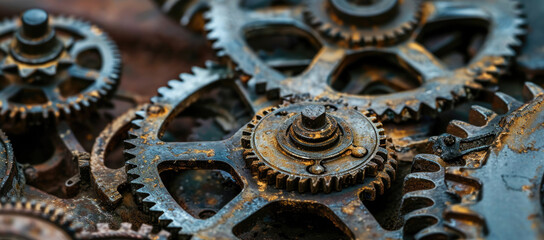 Fototapeta na wymiar close up of old clock mechanism