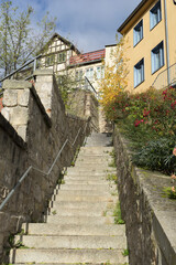Fototapeta na wymiar Stairs to Münzenberg in Quedlinburg, Saxony-Anhalt, Germany