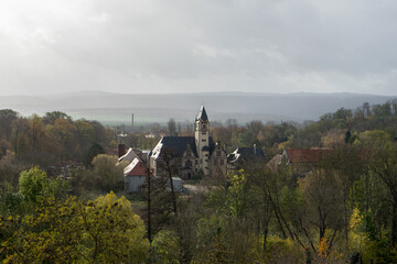 View of the Wilhelminian style villa Wipertistraße in Quedlinburg in autumn