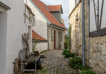 Historical alley on the Münzenberg in Quedlinburg