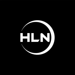 HLN letter logo design with black background in illustrator, cube logo, vector logo, modern alphabet font overlap style. calligraphy designs for logo, Poster, Invitation, etc.